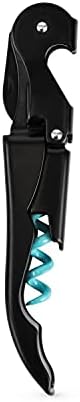 True TrueTap Double Hinged Waiter’s Corkscrew, Matte Black Wine Bottle Opener with Foil Cutter, Wine Key