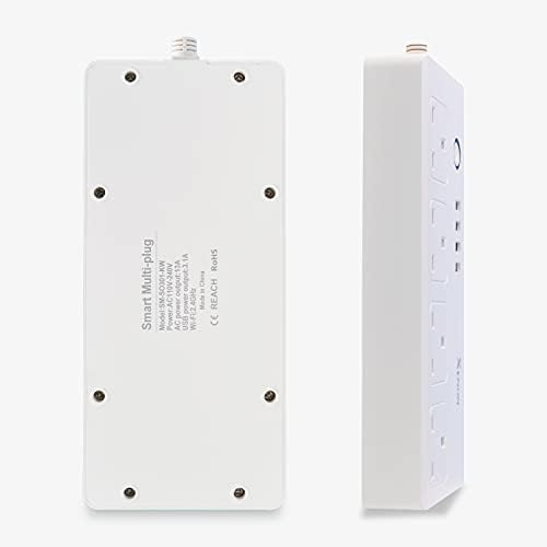 Smart Power Strip, 5Feet Extension Cable Lead, Surge Protector with 4 Individually Controlled AC outlets + 4 USB Ports, Works with Alexa & Google Home, App Control, CE/REACH/BS Certified, 13A