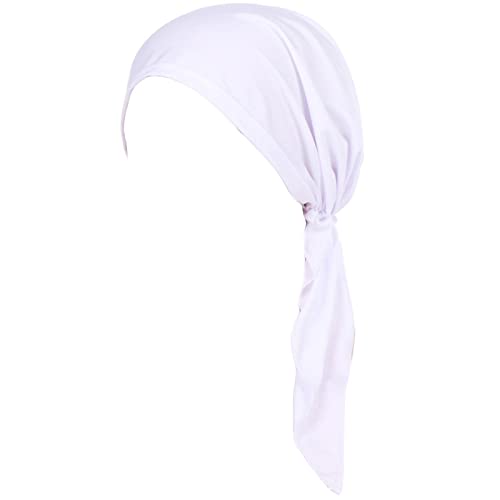 Generisch Gorra musulmana turbante elástico sombrero abrigo bufanda pérdida cabeza mujeres pelo gorras de béisbol gorras camuflaje, Blanco, Talla única