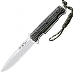 Nieto - 13000. Cuchillo Miguel Nieto Fighter. Mango de Micarta. Funda de Cuero. Herramienta para Caza, Pesca, Camping, Outdoor, Supervivencia y Bushcraft
