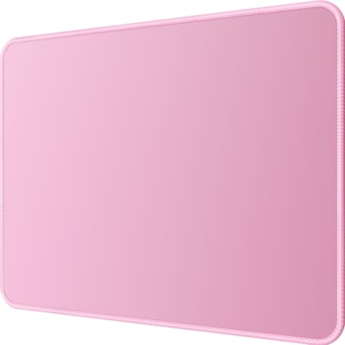 MROCO Mouse Pad [30% Larger] with Anti-Fray Stitched Edges, Premium-Textured Waterproof Surface, Non-Slip Rubber Base, Computer & Gaming Mouse Mat for Laptop, Office & Home, 8.5 x 11 in, Pale Pink