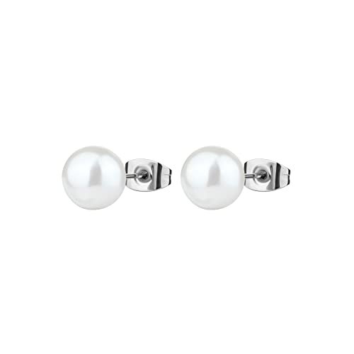 Brosway Orecchini Donna, Orecchini a Lobo in Acciaio e Perle | Collezione PERFECT - BPC21