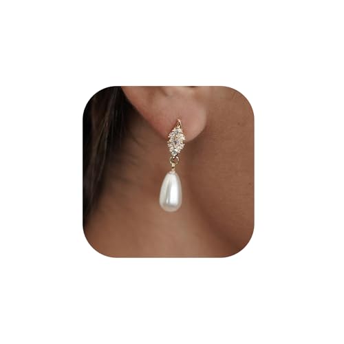 Pearl Earrings for Women Gold Pearl Drop Dangle Earrings Wedding Bridal Bridesmaid Jewelry Gifts for Women