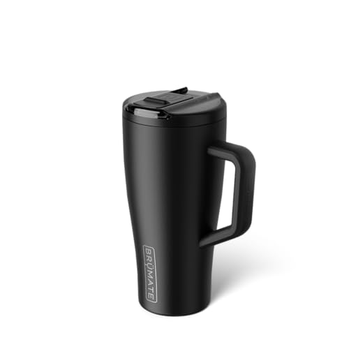 Image of BruMate Era Flip 30oz Tumbler with 100% Leakproof Covered Straw Lid | Hygienic Covered Straw | Insulated Stainless Steel Water Bottle with Handle | Cup Holder Friendly | BPA-Free (Matte Black)
