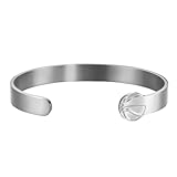 kkjoy Basketball Armband Edelstahl Manschette Armreif Sportaccessoires Schmuck für Frauen Männer Spieler Sportliebhaber(Silber)