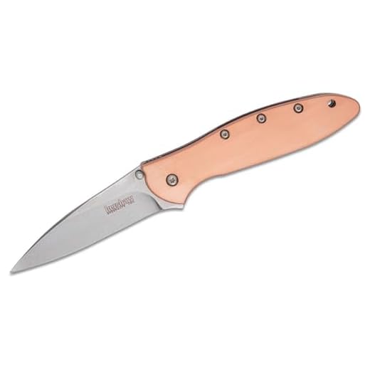 Kershaw Leek Copper Pocketknife EDC, 3" CPM 154 Steel Blade, Copper Handle, Dual Lock System, SpeedSafe Assisted Opening Knife