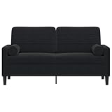 HEFZGDB 2-Sitzer-Sofa mit Zierkissen Schwarz 140 cm Samt Gartenlounge Sessel Wohnzimmer Lesesessel Bequem Kleiner Sessel für Schlafzimmer Büro Wohnbereich Empfangsraum
