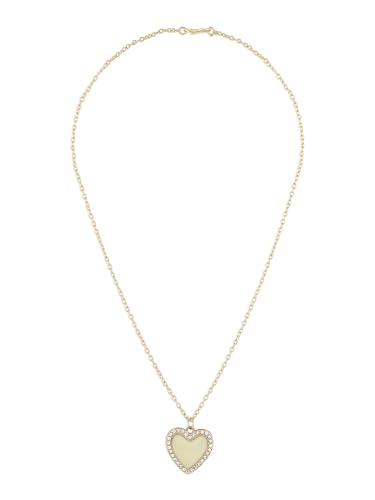 Image of ZAVERI PEARLS Off White Enamelled Austrian Diamonds Embellished Heart Shape Contemporary Pendant & Chain For Women-ZPFK16794