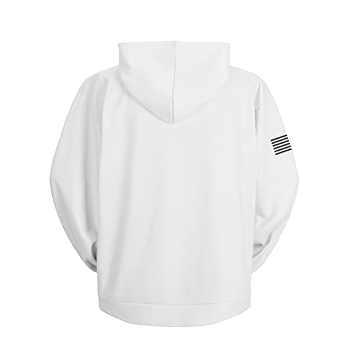 H Hyfol Graphic Hoodies For Men Usa Flag Pocket Pullover American Patriotic Long Sleeve Sweatshirts(White,Xl) #TOP1