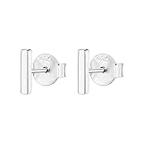 PAVOI 14K Gold Plated Mini Bar Stud Earrings - White