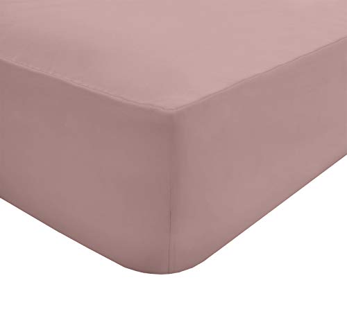 Drap-housse infroissable rose doux en polycoton facile d'entretien