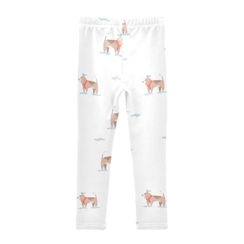 Dog and Bird Girls Leggings,Workout Leggings for Girls Toddler Athletic Legging Size for 3-10T2