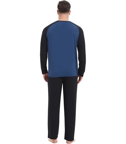 Image of NACHILA Mens Pajamas Set Viscose Made from Bamboo Henley Top Sleep Pants | Henley Top,Soft pants,Tagless Comfort,Moisture Wicking,Ultra silky, All season Loungewear Set, Jogger Sweatpant,Match set