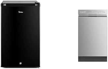 Midea MRU03M2ABB 3.0 Cu.ft Upright Freezer, Black & Midea MDF18A1AST Built-in Dishwasher with 8 Place Settings, 6 Washing Programs