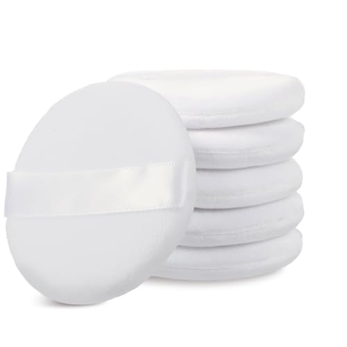 simarro 6 esponjas redondas de polvo de 6,5 cm, esponja de algodón, uso en seco y húmedo, para polvos sueltos, aplicador de colorete (blanco)