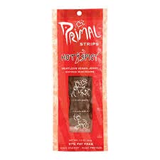 Image of Primal Spirit, Vegan Meatless Jerky Strips - High Energy, High Protein, Non-GMO, 93% Fat-Free Snacks, Vegan Jerky - 28g, Pack of 1 Hot & Spicy Flavour