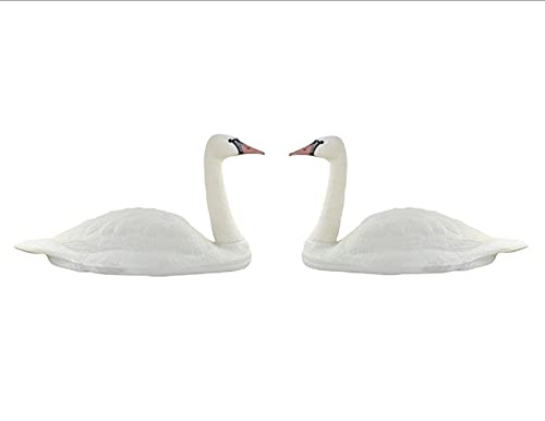 Pond H2o Full Size Floating White Mute Swan Decoys Plastic Lifelike Floating Swans Decoration for use in Water Garden Ponds Pools Yards & Lakes | Value 2 Pack