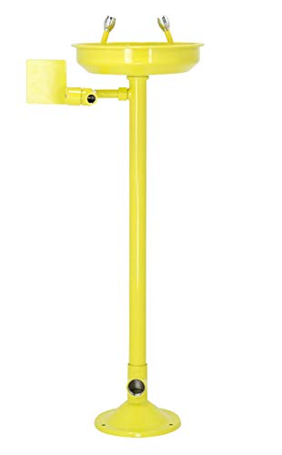 CGOLDENWALL Lavaojos de Emergencia 305mm Tazón de lavaojos de Gran Diámetro con Cabezales doble con Filtro & 12L/min Tampón de Flujo (Pedestal montado con pedal, revestimiento ABS)