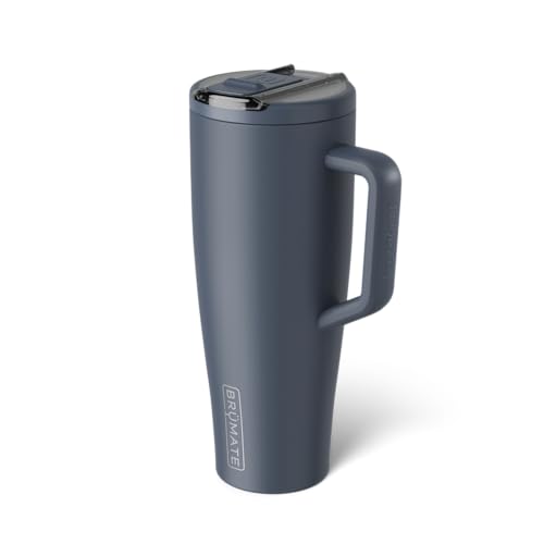 Image of BruMate Era Flip 40oz Tumbler with 100% Leakproof Covered Straw Lid | Hygienic Covered Straw | Insulated Stainless Steel Water Bottle with Handle | Cup Holder Friendly | BPA-Free (Nightfall Blue)