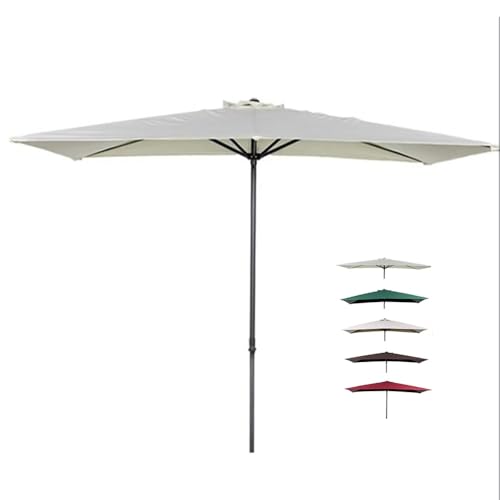 Sombrilla rectangular de 200/250/270 cm, sombrilla de mercado al aire libre para pared, patio, protección UV, parasol beige, perfecto para espacios pequeños (6.5 pies x 4.5 pies)