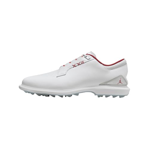 Jordan ADG 5 Golf Shoes (Wide) (FQ7874-101, White/Metallic Silver/Blue Tint/Fire Red) Size 12