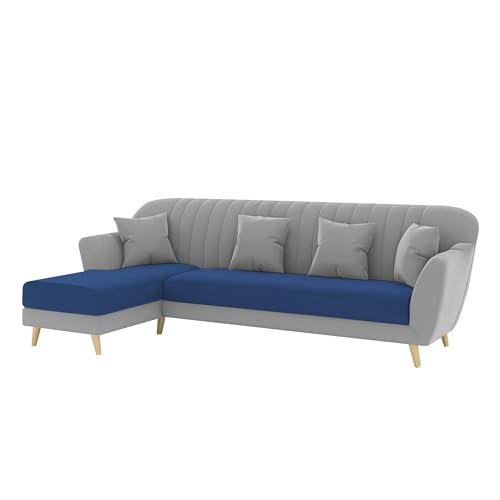 Image of Atticus LHS 6 Seater L Shape Sofa Set for Living Room (Blue Grey Fabric) Premium Fabric Sofa Set
