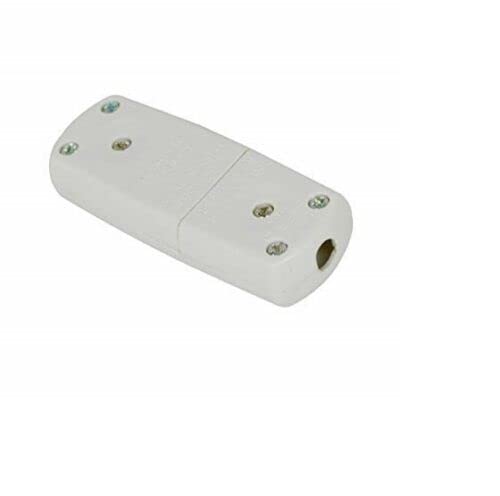 HEAVY DUTY 3 Pin Flex Mains Power Plug Connector White Cable Jointer Wire Joiner For Joining Broken 2 Core and 3 Core Cable