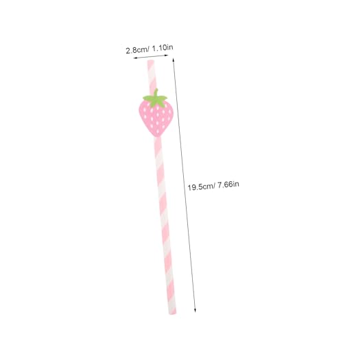 50 pitillos de papel con diseño de fresas rosa miniatura 2