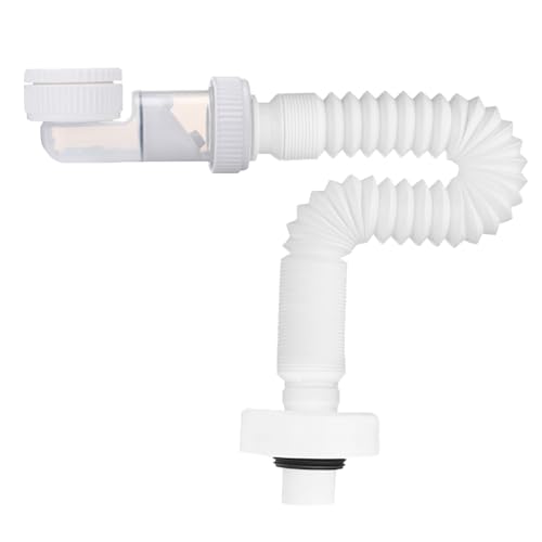 Desague Lavabo, Tubo de Drenaje Antiolor G1-1/4, Aislamiento de Sello de Silicona, Rotación de 360°, Desague Lavabo, Flexible y Retráctil, Adecuado para Fregaderos, Baños y Cocinas (White)