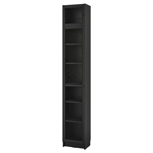 ProTuning BILLY/OXBERG - Estantería con puertas de vidrio/unidad de extensión, efecto roble negro, 40 x 30 x 237 cm