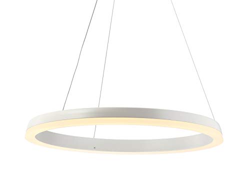 JONATHAN Y JYL7200A Baxter 23.5" Integrated LED Metal Hoop Pendant Modern Contemporary Transitional Dimmable Adjustable Dining Room Living Room Kitchen Foyer Bedroom Hallway, Matte White