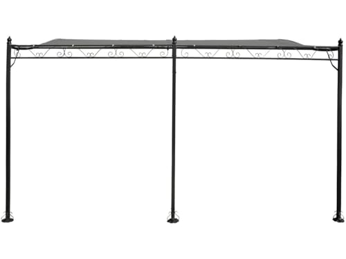 Pergola tonnelle adossée en métal - 3 x 4 m - Gris