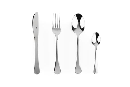 Servizio posate 6 posti tavola. Composizione: 6 coltelli; 6 forchette; 6 cucchiai; 6 cucchiaini caffè