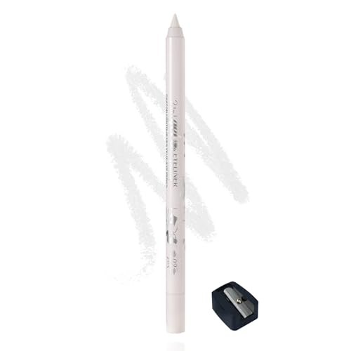 Eyeliner Gel blanc mat - Crayon khôl imperméable et résistant aux taches - Durable et définitif - Avec taille-crayon - Crayon à paupières hautement pigmenté - Texture lisse et crémeuse - Facile à