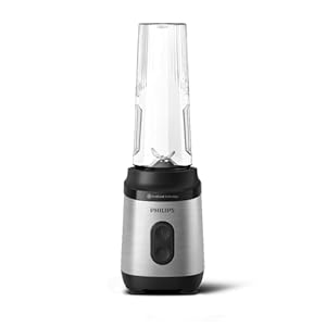 Philips Blend & Go 3000 Series Mini Smoothie Mixer – 350 W, 0, 6 L Becher, 4-Stern abnehmbares Messer, 2 Geschwindigkeiten, spülmaschinenfest, ProBlend Technologie, kompakt, Silber (HR2671/00)