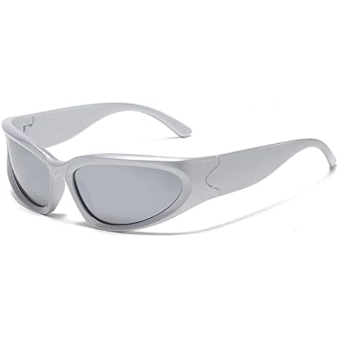 YAMEIZE Womens Sunglasses Wrap Around Cycling-Sport UV400 Protection Trendy Driving Sun Glasses for Men SilverFrameSilver Cover
