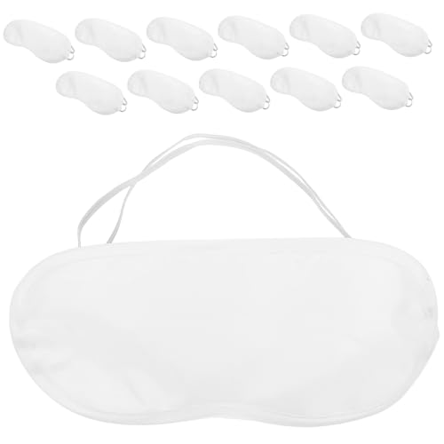 12pcs Disposable Eye Mask Disposable Eye Patches Sleeping Shades Blinder Party Blindfold Light Blocking Cover Soft White Party Supplies Blank Child Polyester