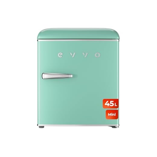 EVVO Mini Nevera Retro 45 Litros de Capacidad, Diseño Vintage, Bajo Consumo, Silenciosa, Control de Temperatura, Organizador de Espacios, Frigorífico Mini F20 Retro Color Verde Pastel