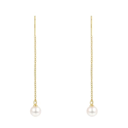Boucles d'oreilles pendantes argent 925 anti-allergie avec chaine legere en perle