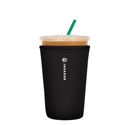 Sok It JavaSok Iced Coffee & Cold Soda Insulated Neoprene Cup Sleeve (Black, Medium: 22-28oz)