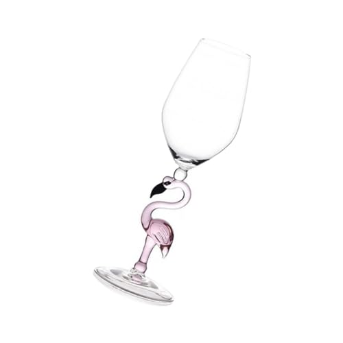 CONGARTENO Pink Glass Flamingo Wine Glass Shaped Goblets for Party Drinking Wine Container Unique Flamingo Shaped Holders