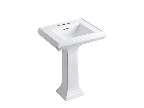 Kohler K-2238-4-0 Memoirs Pedestal Lavatory with 4' Centers and Classic Design, White, 1.25