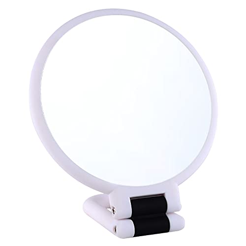 Lotiko 1X 10X Magnifying Handheld Mirror,Travel Folding Hand Held Mirror,Double Sided Pedestal Magnification And True Image Makeup Mirror, Portable Vanity Cosmetic Mirror For Women （White） #TOP1