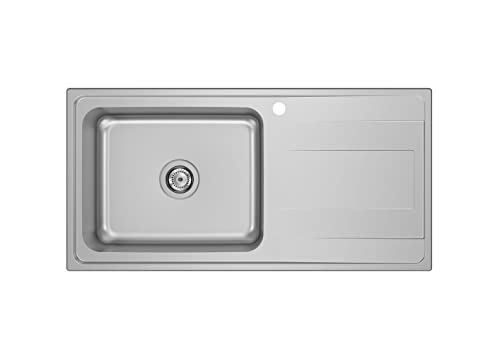 Roca A870N31000 Fregadero 1 Cubeta 1 Escurridor Derecha, 1000x500x180, Budapest 100 ED, Acero Inox