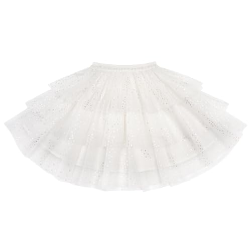 Stelle White Tutu Girls 4t Puffy Tulle 3 Layered Tutu Skirt for Casual Daily Wear(White 4-5Y)
