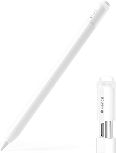Image of Pencil Case for Apple Pencil (USB-C) 3rd Generation Silicone Protective Cover Sleeve Supports Magnetic Attachment 3rd Gen (White)