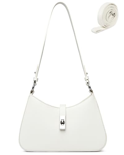 Micmores Handtasche Damen Umhängetasche Klein: Veganes Leder Schultertasche mit 2 Abnehmbaren Riemen, Elegante Crossbody Bag Damen für Party & Alltag, Y2K Unterarmtasche (Weiß)
