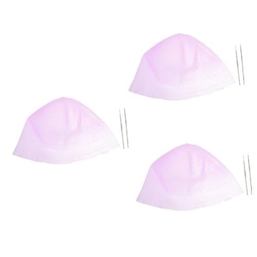 FRCOLOR 3 Juegos Tapa De Resaltador De Color De Cabello Gorro Para Decolorar El Cabello Tapas De Tinte Kit De Ganchillo Gorro De Pelo Reutilizable Para Mechas Destacar Rosa Gel De Sílice