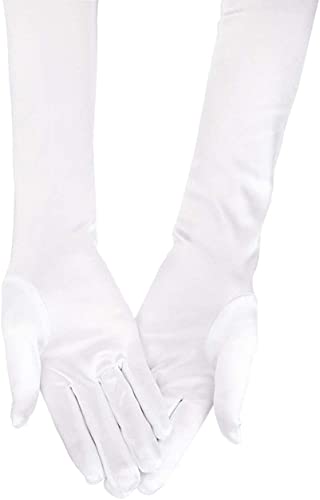 image for SAVITA Long Elbow Satin Gloves - 21 inch Stretchy 1920s Opera Evening 