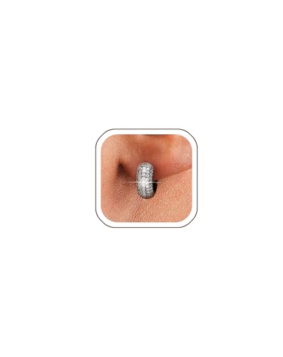 HANLI Nero Orecchini Uomo Cerchio Diamante Argento 925 e Zirconi